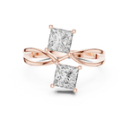 Twin Princess Cut Diamond Twisted Engagement Ring