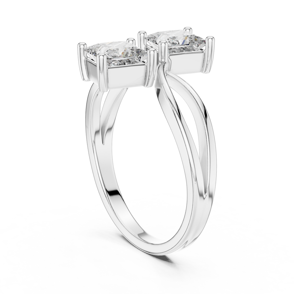 Twin Princess Cut Diamond Twisted Engagement Ring