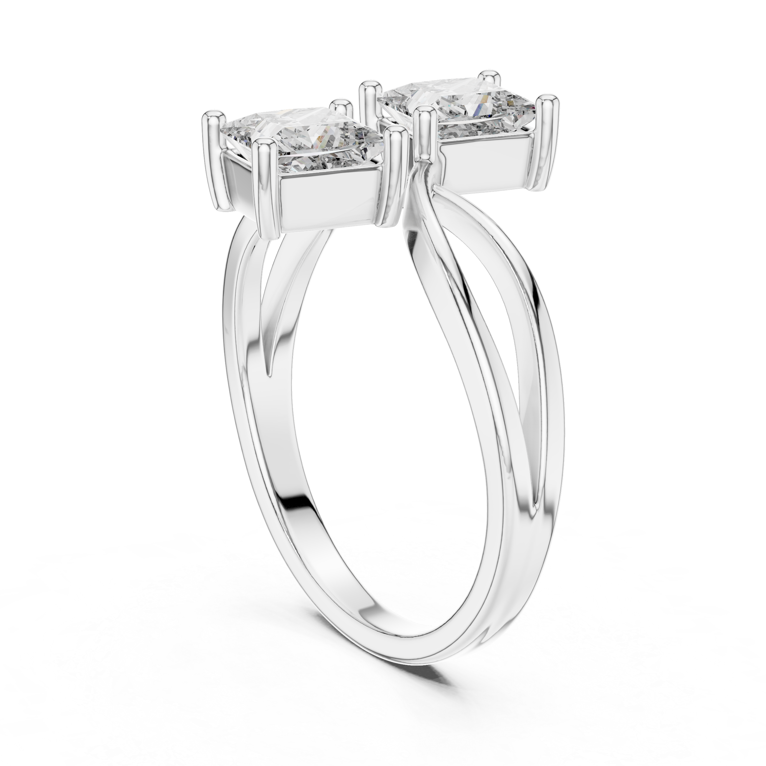 Twin Princess Cut Diamond Twisted Engagement Ring