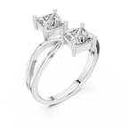 Twin Princess Cut Diamond Twisted Engagement Ring