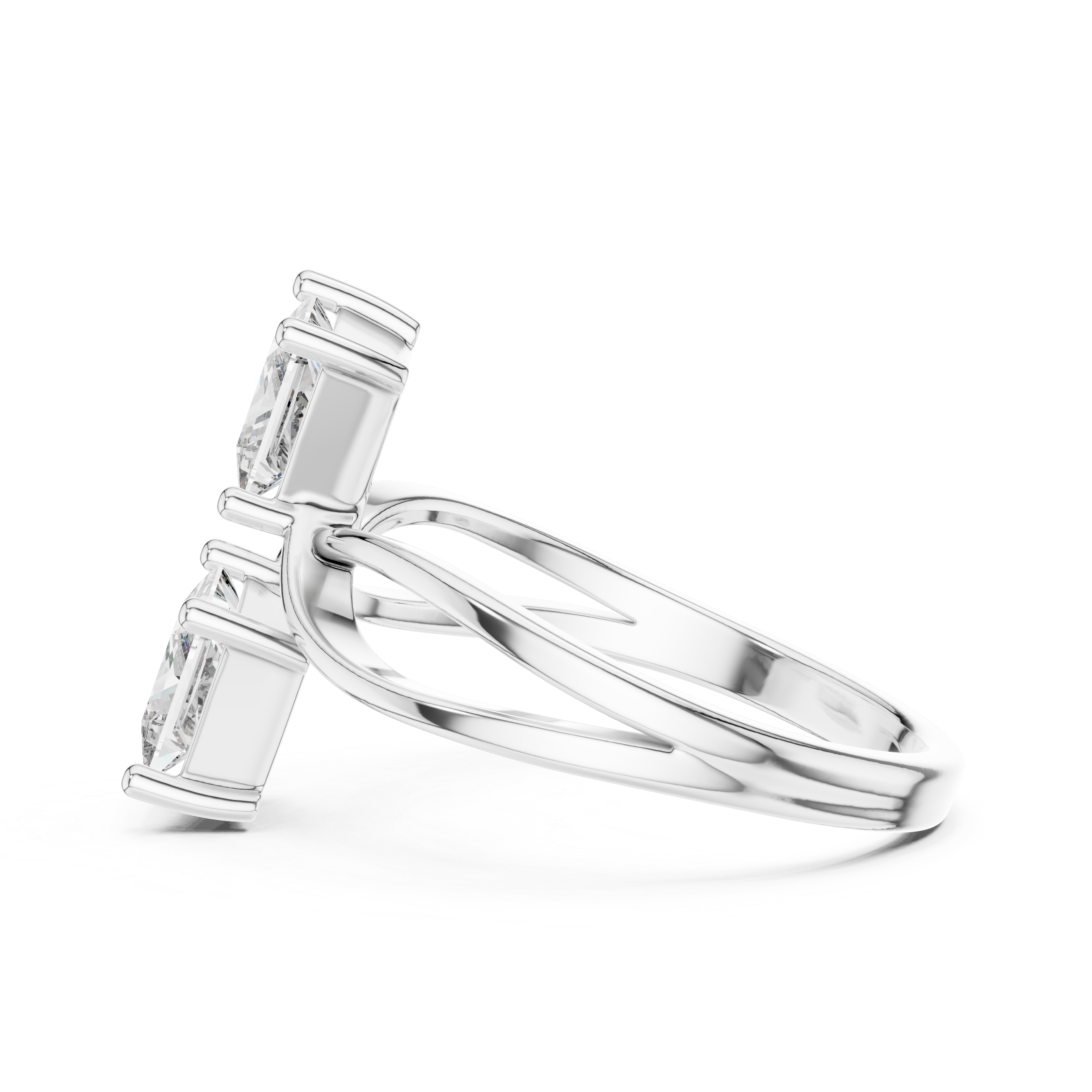 Twin Princess Cut Diamond Twisted Engagement Ring