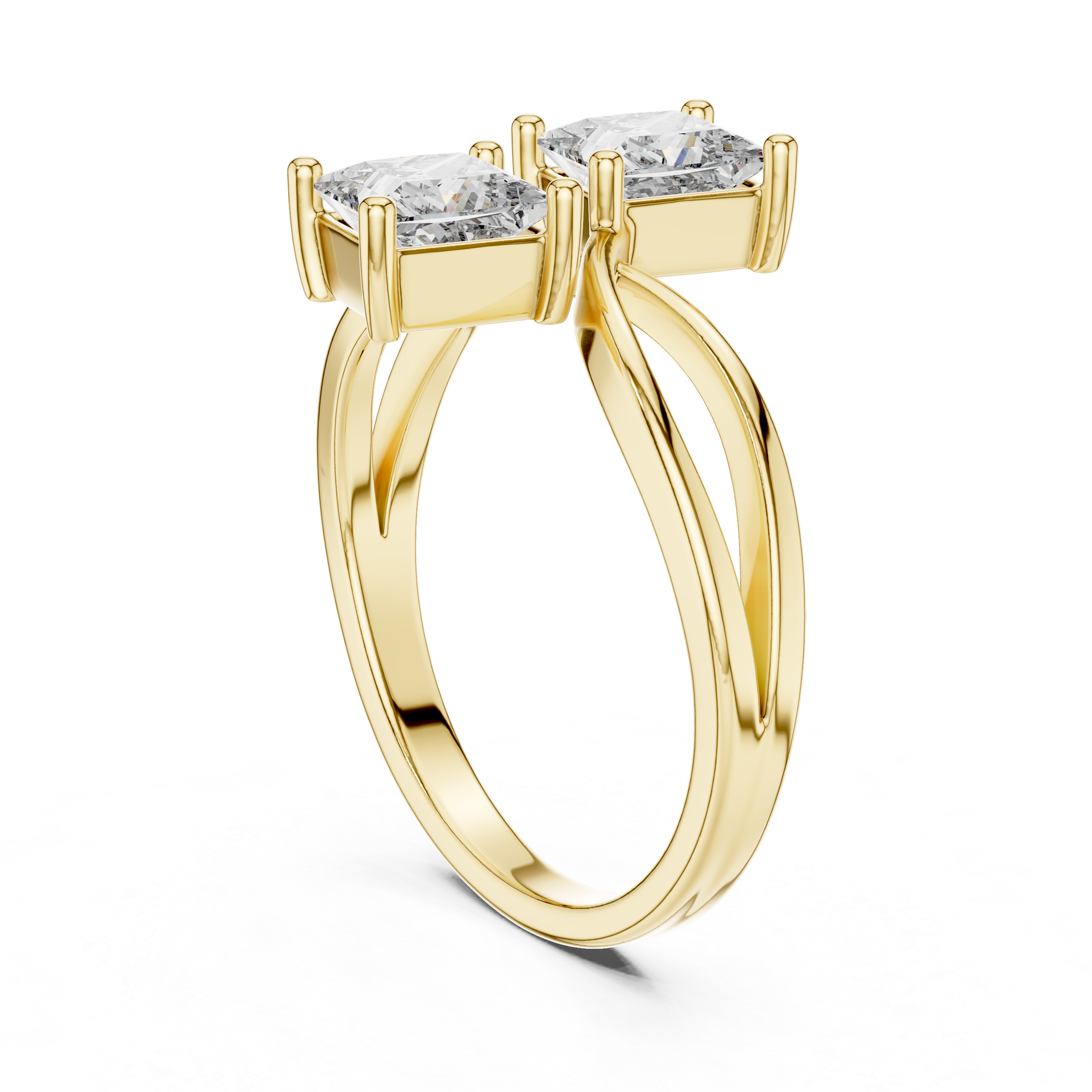 Twin Princess Cut Diamond Twisted Engagement Ring