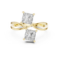 Twin Princess Cut Diamond Twisted Engagement Ring