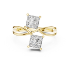 Twin Princess Cut Diamond Twisted Engagement Ring