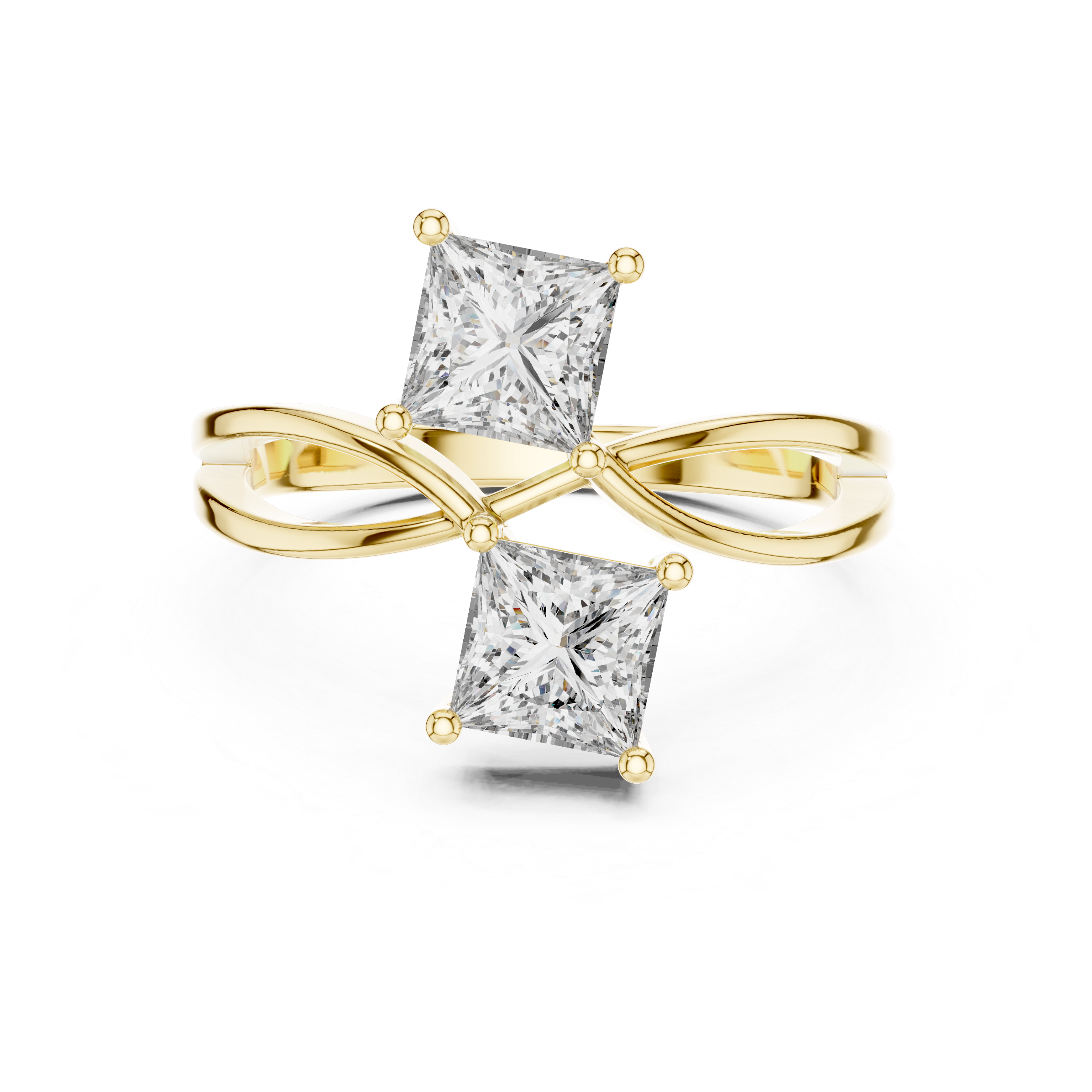 Twin Princess Cut Diamond Twisted Engagement Ring