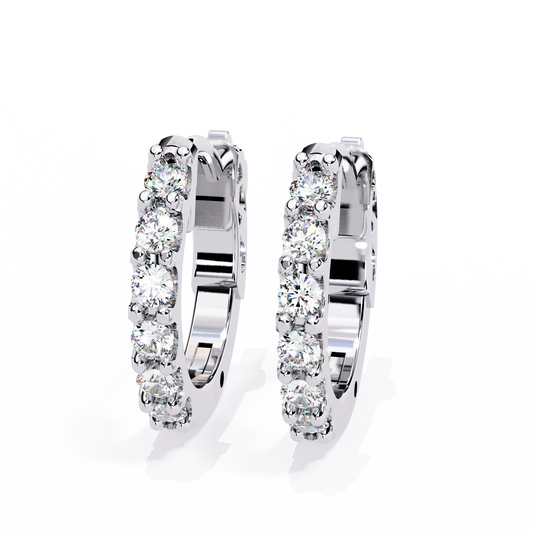Round Cut Lab Diamond Hoop Earrings