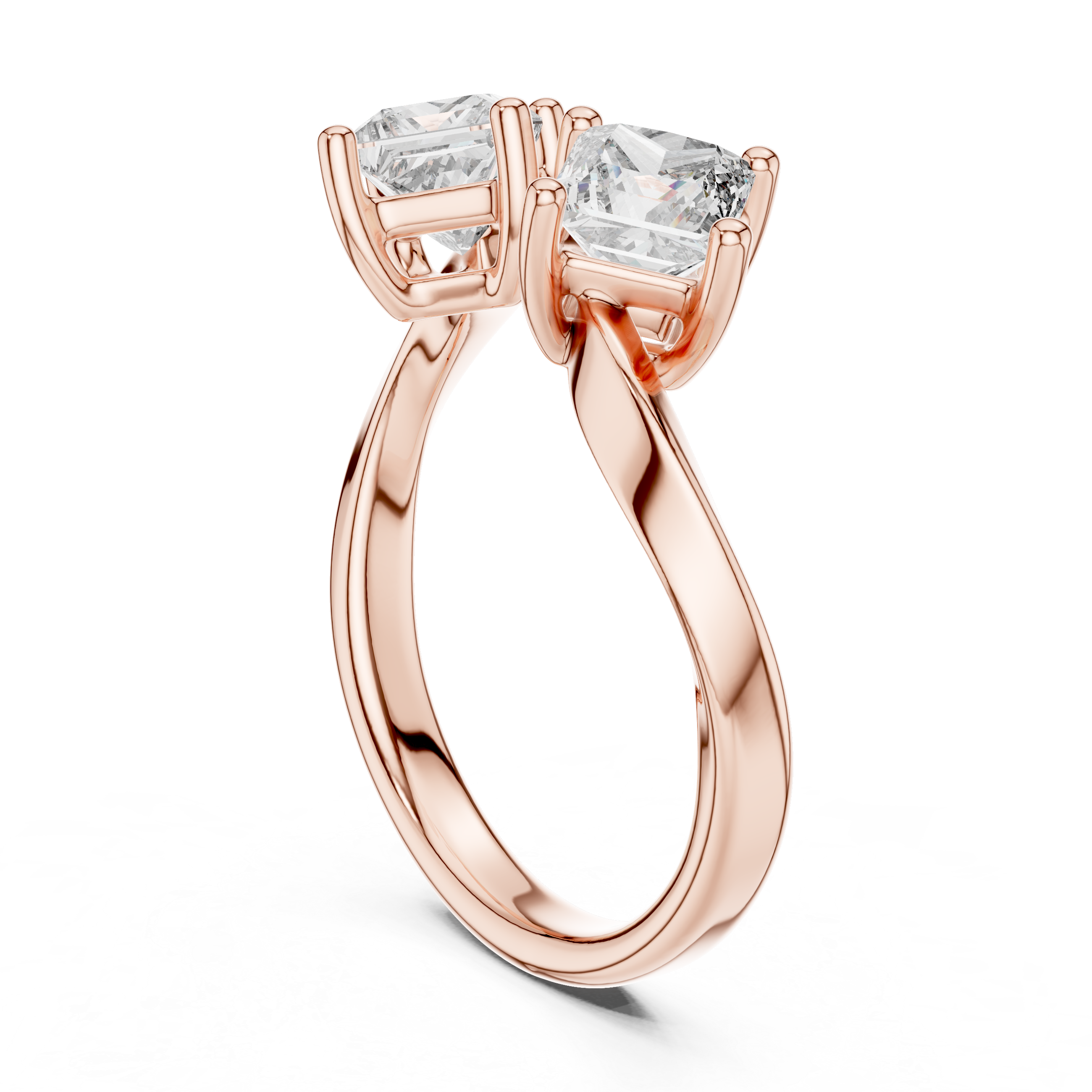Modern Princess Cut Two Stone Engagement Ring