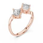 Modern Princess Cut Two Stone Engagement Ring