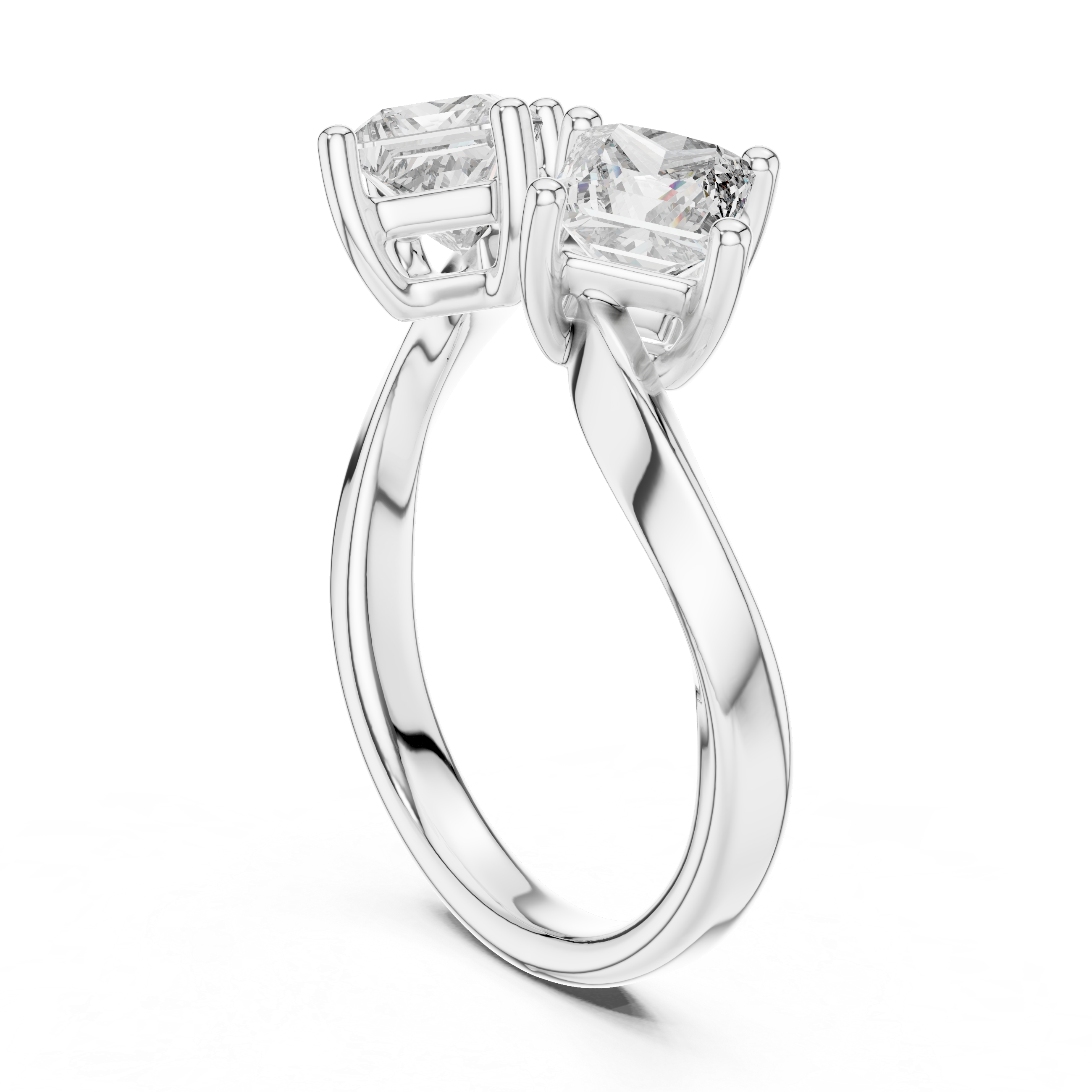 Modern Princess Cut Two Stone Engagement Ring