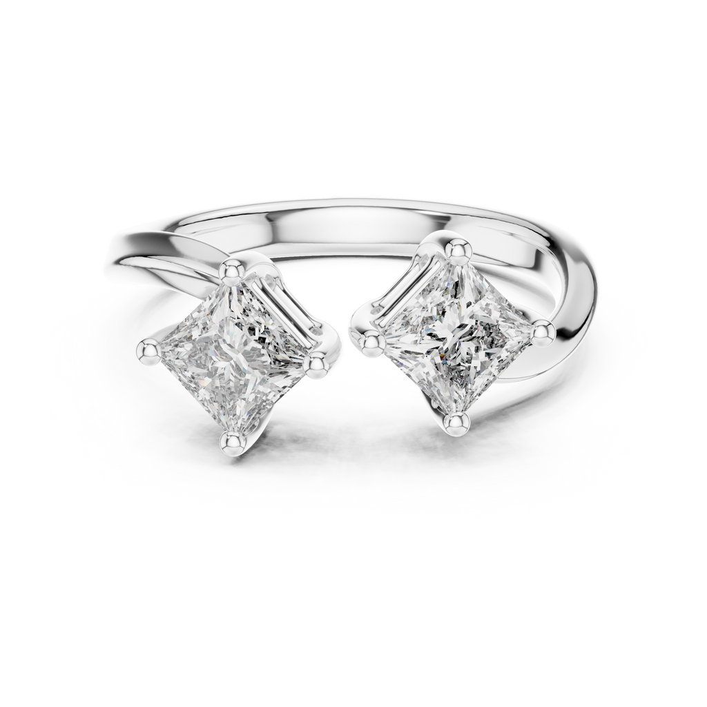 Modern Princess Cut Two Stone Engagement Ring