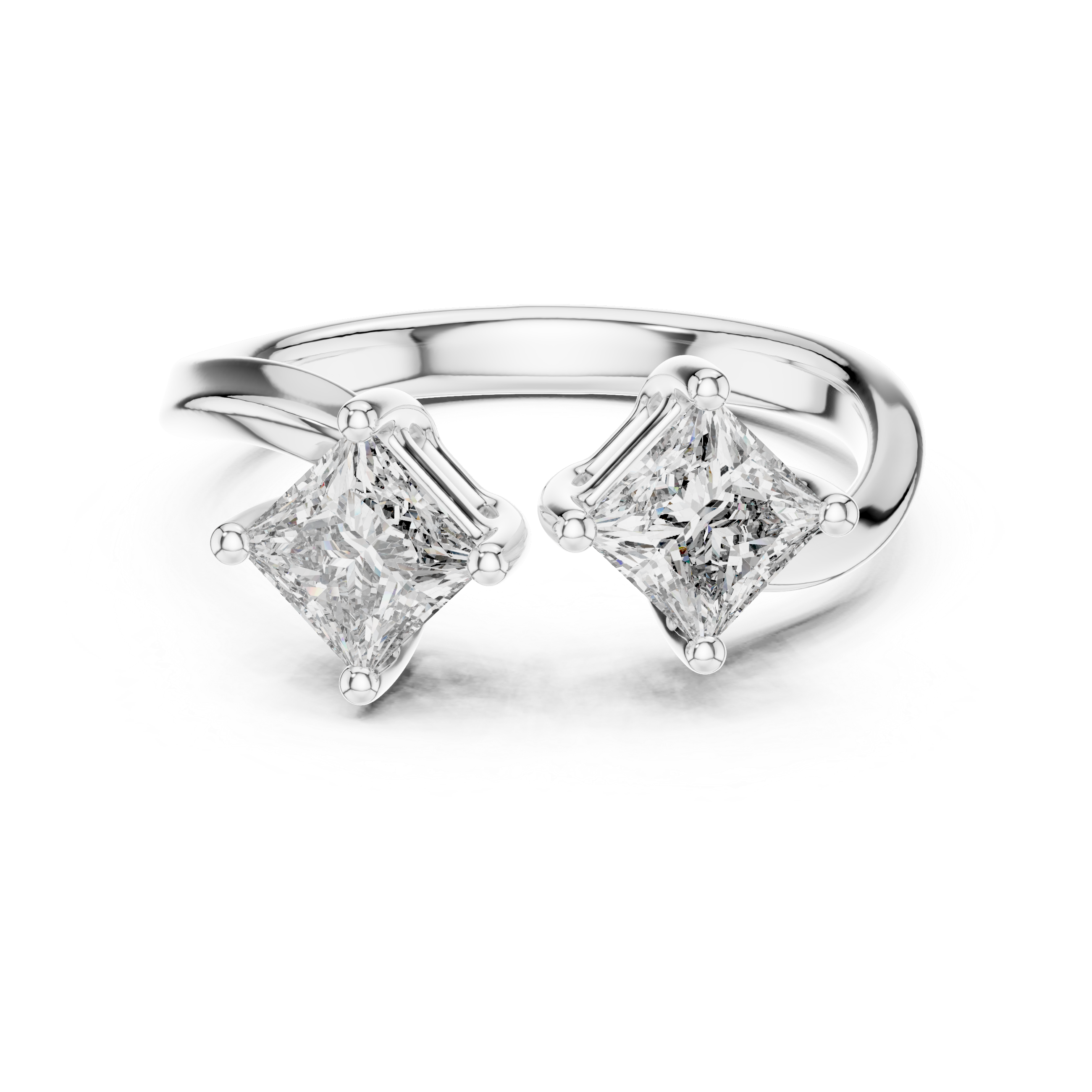 Modern Princess Cut Two Stone Engagement Ring