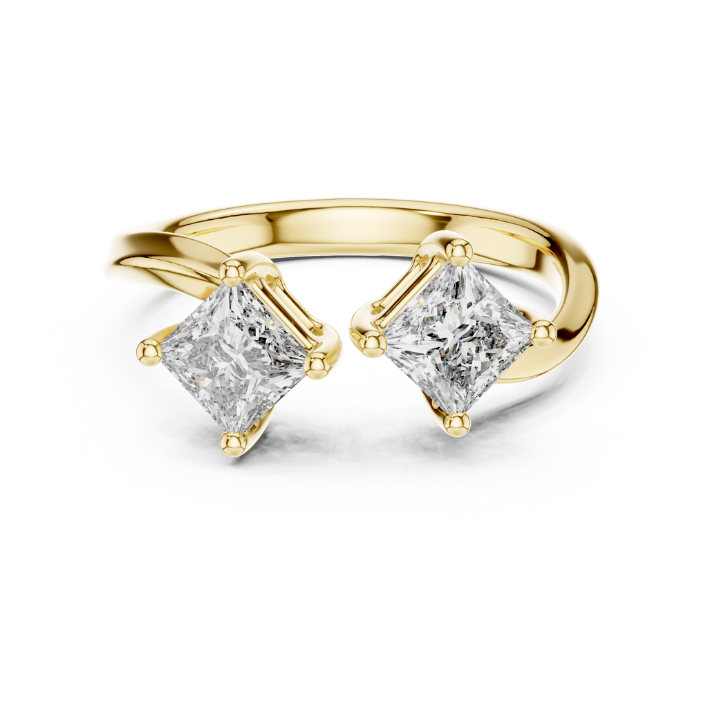 Modern Princess Cut Two Stone Engagement Ring