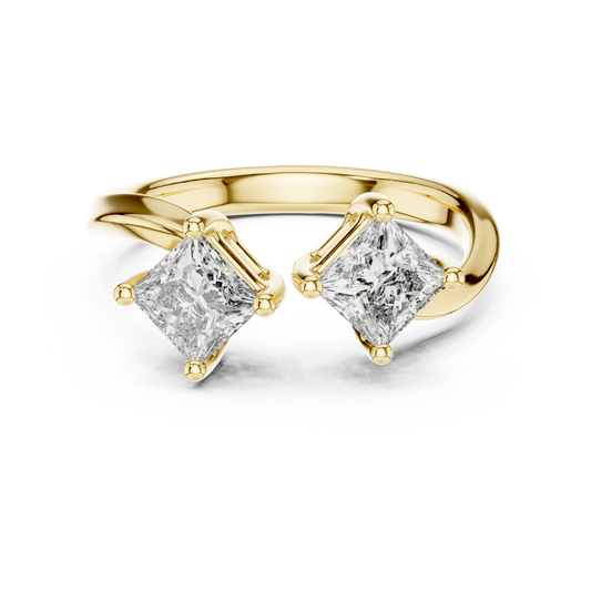 Modern Princess Cut Two Stone Engagement Ring