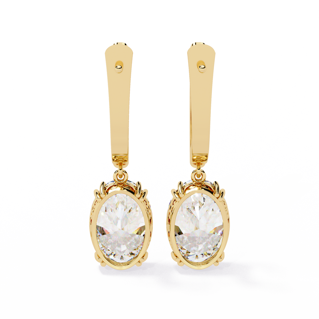 Oval Cut Lab grown Diamond Drop Earrings