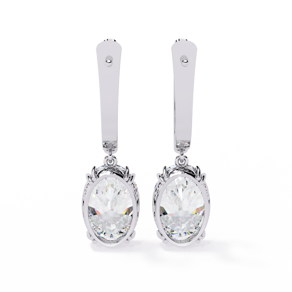 Oval Cut Lab grown Diamond Drop Earrings