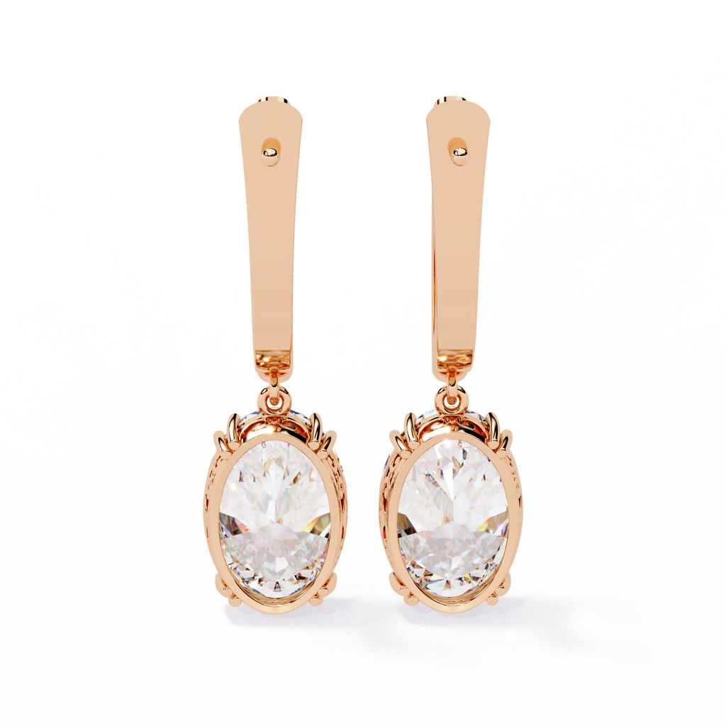 Oval Cut Lab grown Diamond Drop Earrings
