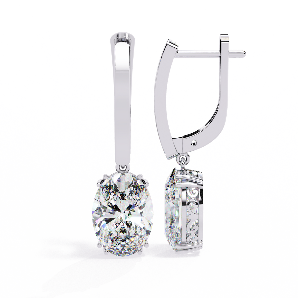 Oval Cut Lab grown Diamond Drop Earrings