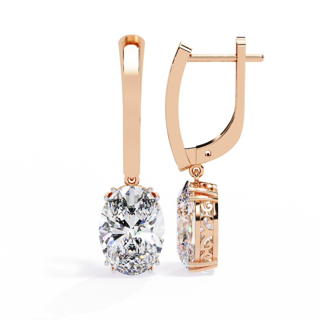 Oval Cut Lab grown Diamond Drop Earrings
