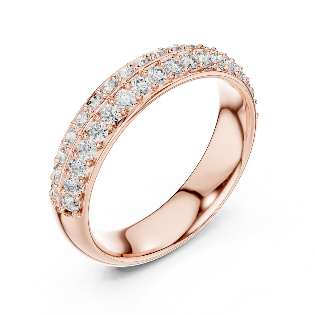 Classic Round Diamond Pave Set Wedding Band