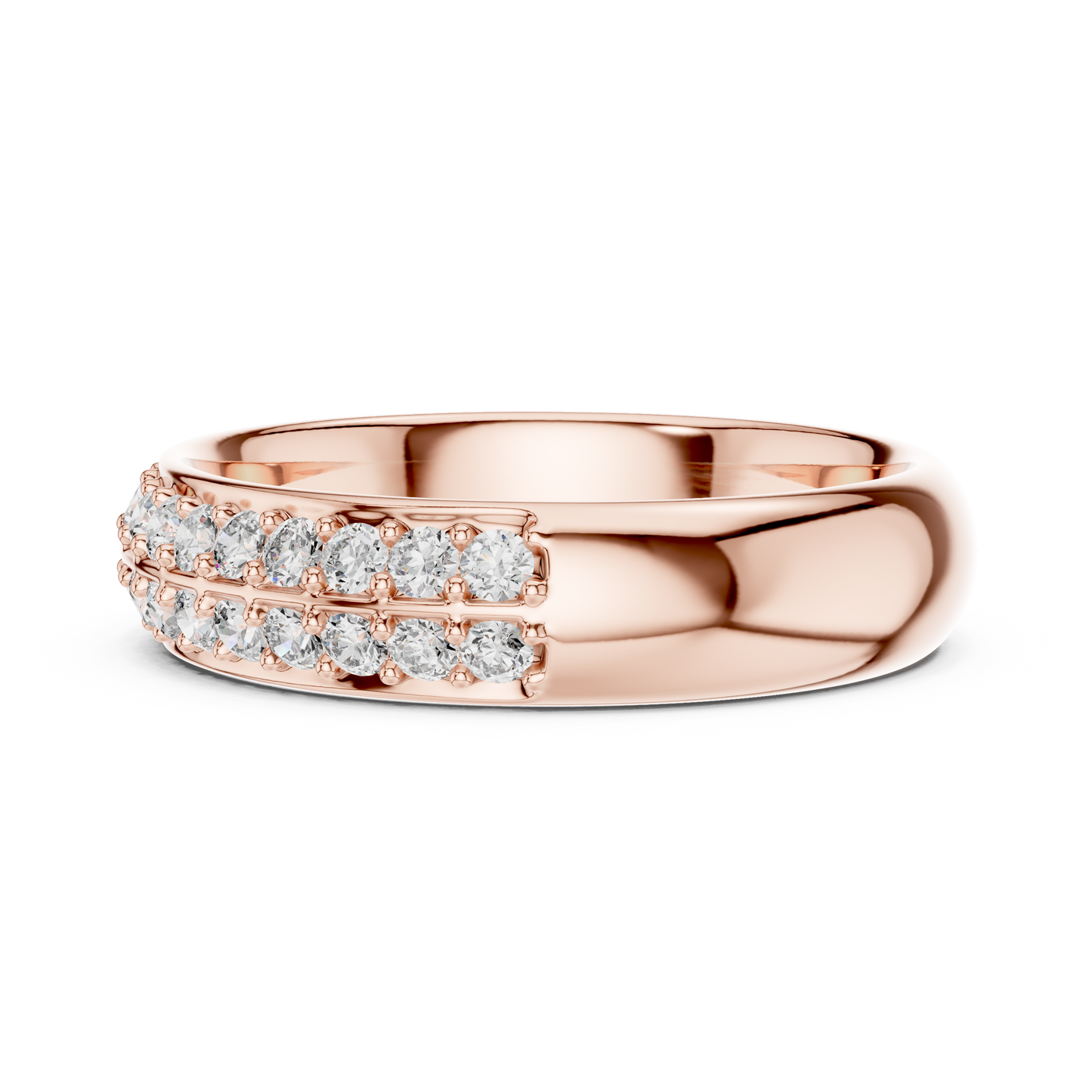 Classic Round Diamond Pave Set Wedding Band