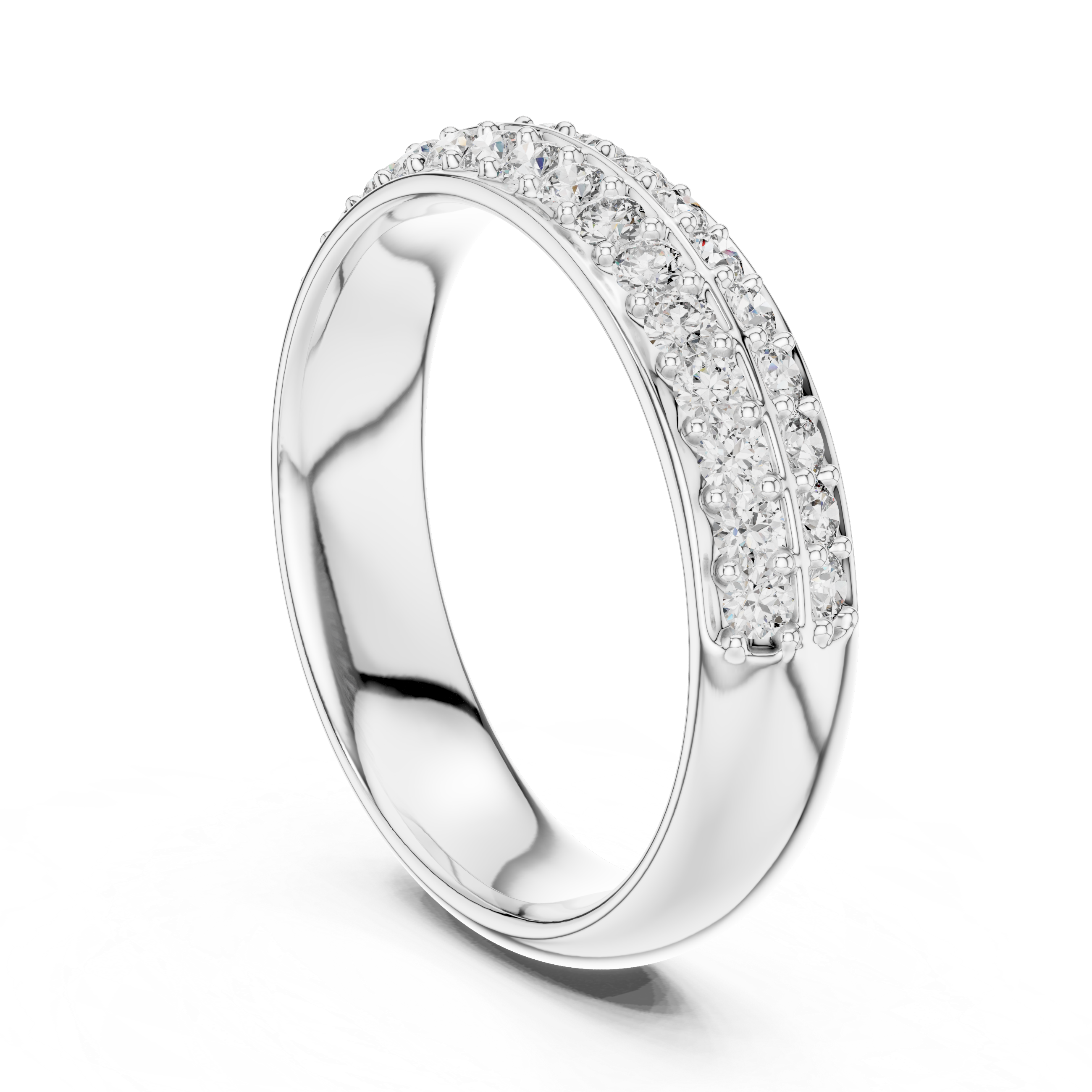 Classic Round Diamond Pave Set Wedding Band