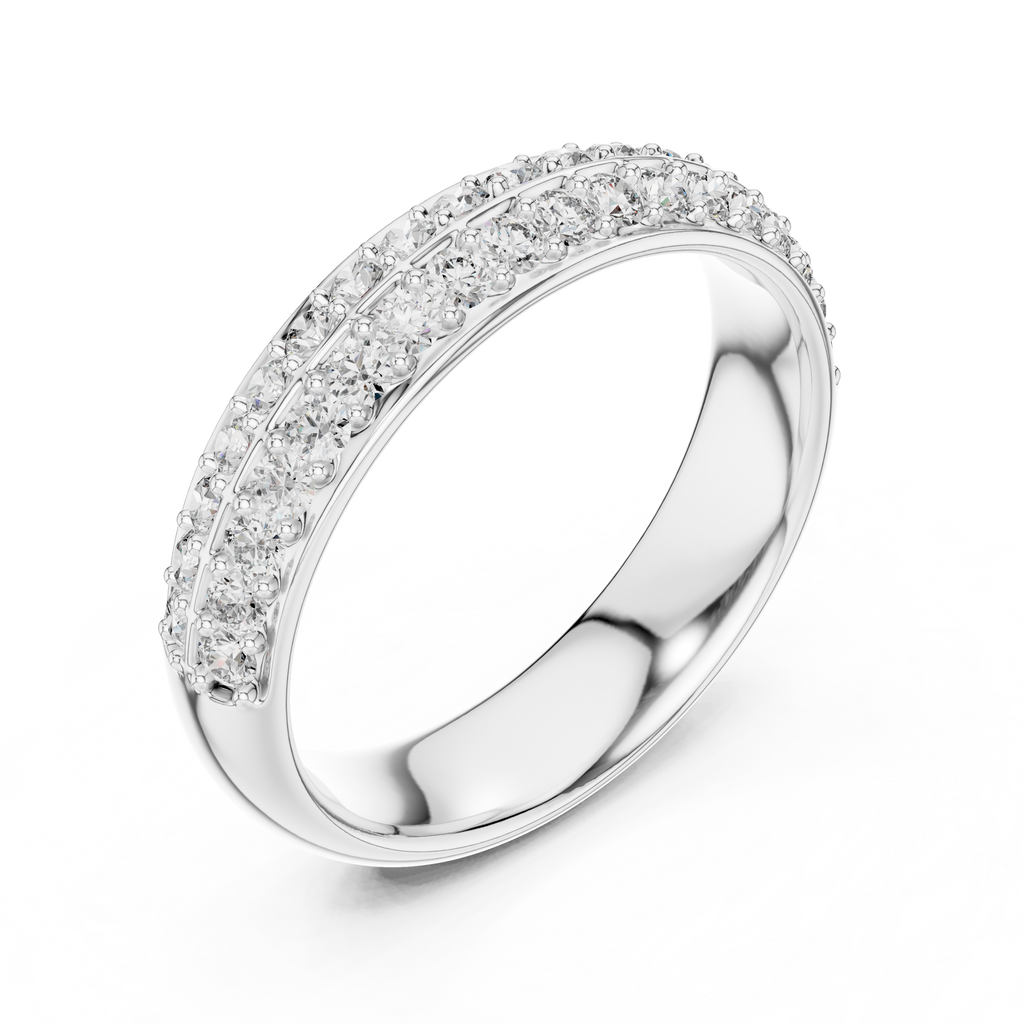 Classic Round Diamond Pave Set Wedding Band