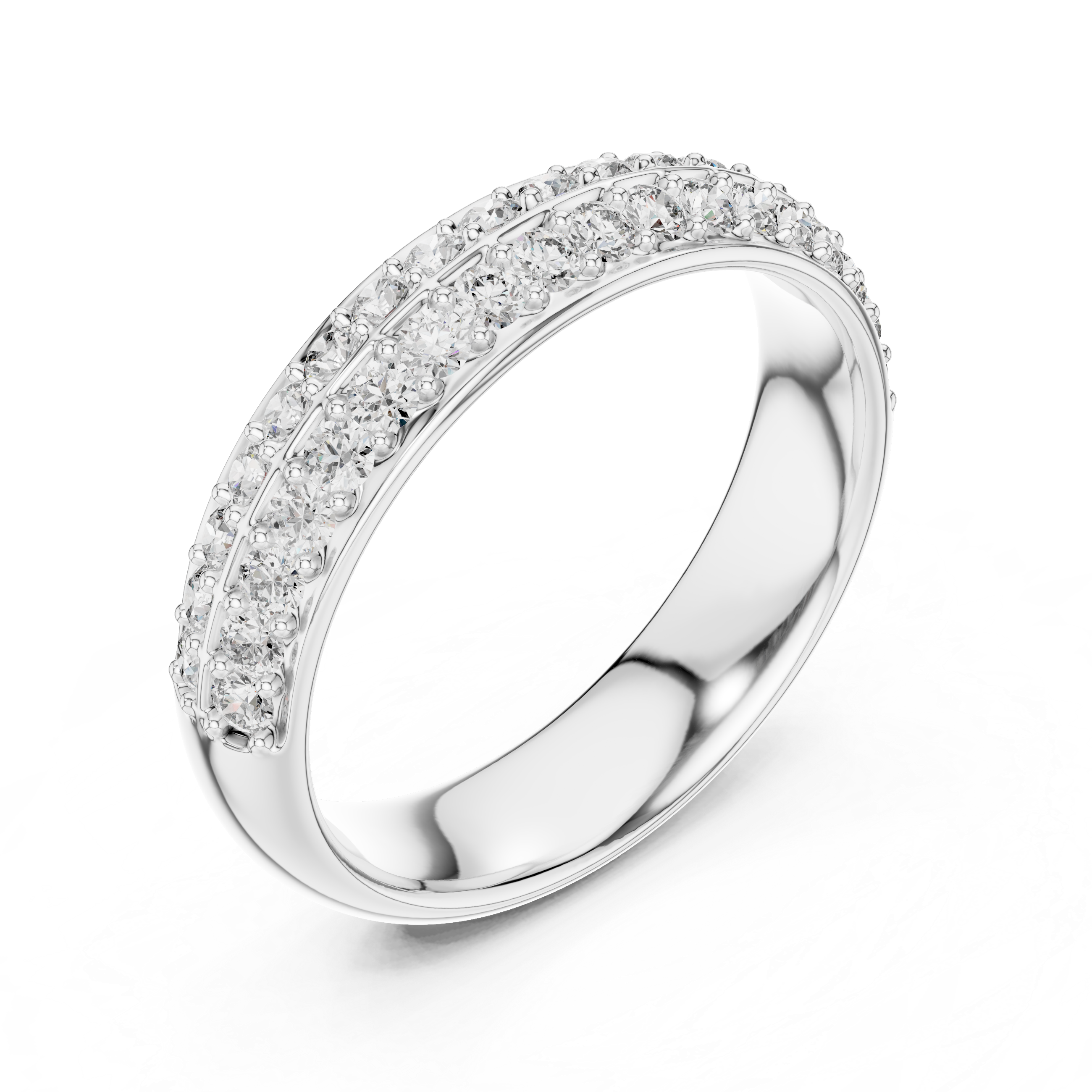 Classic Round Diamond Pave Set Wedding Band