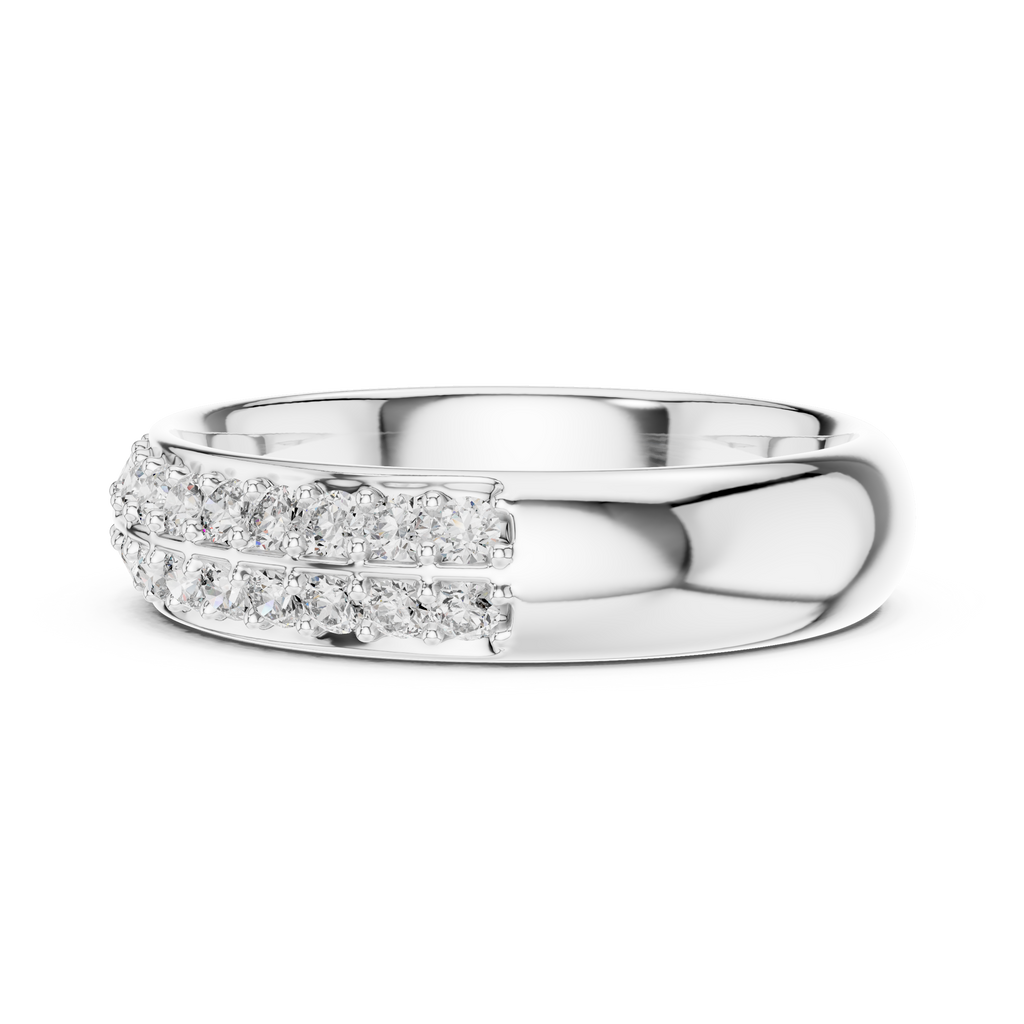 Classic Round Diamond Pave Set Wedding Band