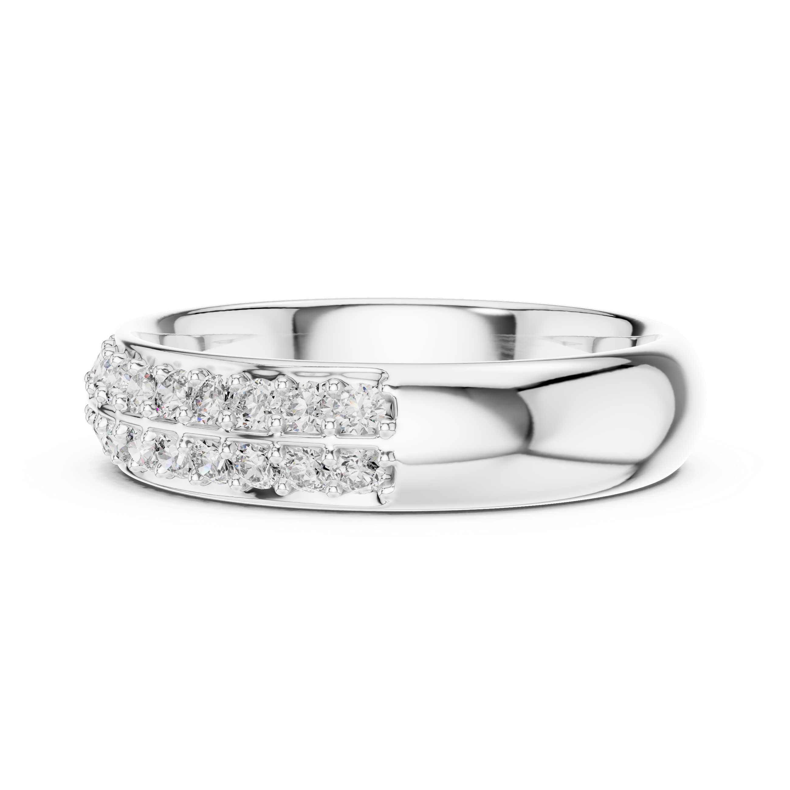 Classic Round Diamond Pave Set Wedding Band