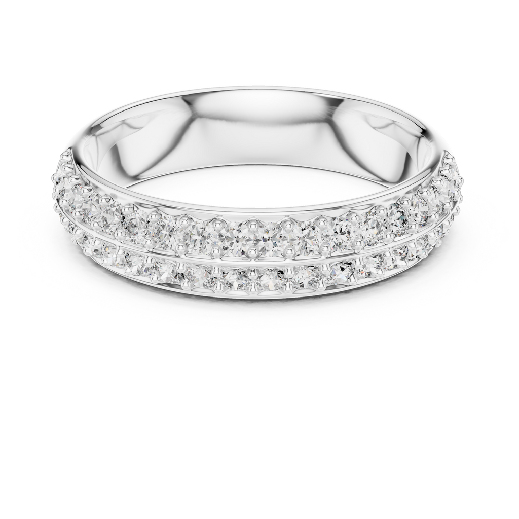 Classic Round Diamond Pave Set Wedding Band