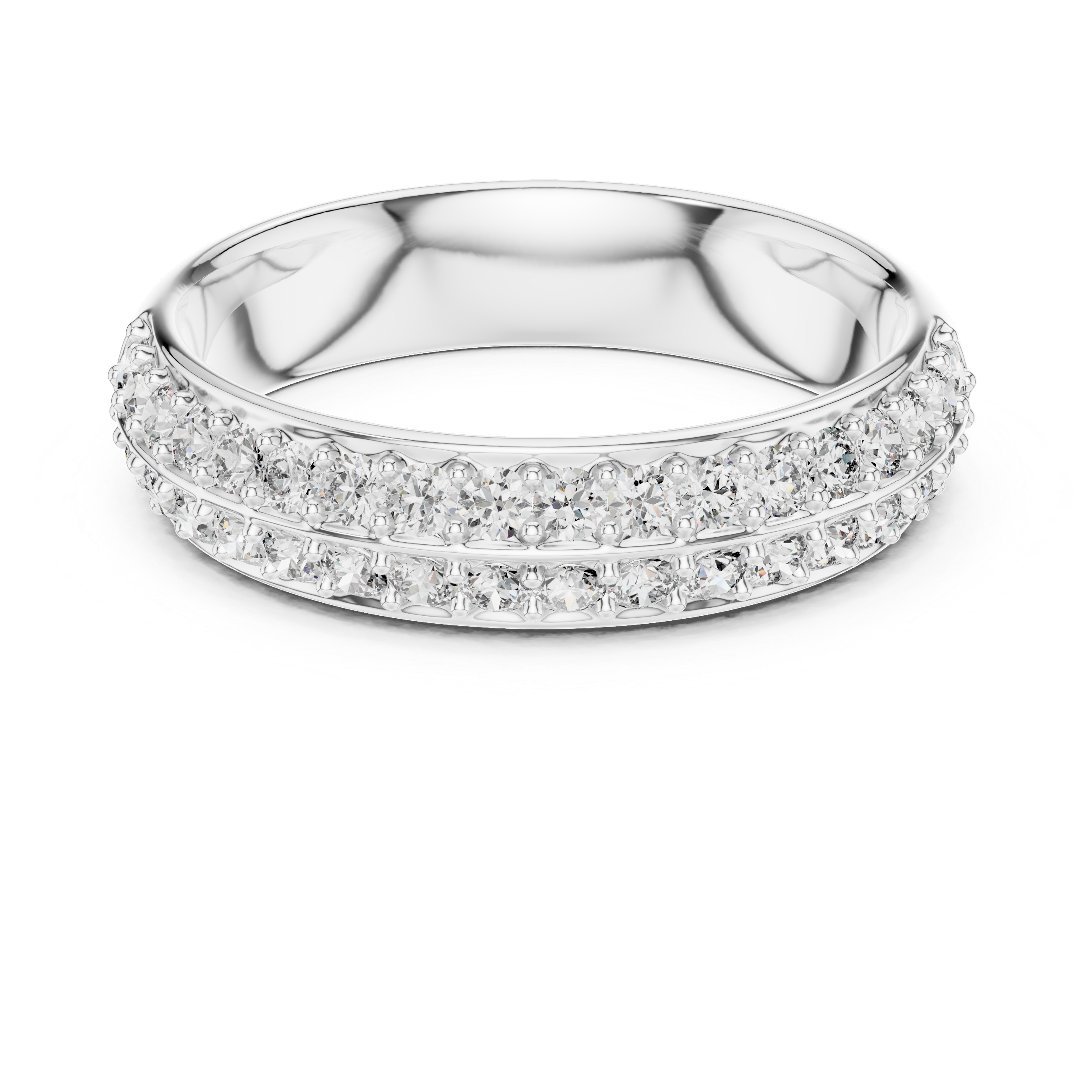 Classic Round Diamond Pave Set Wedding Band