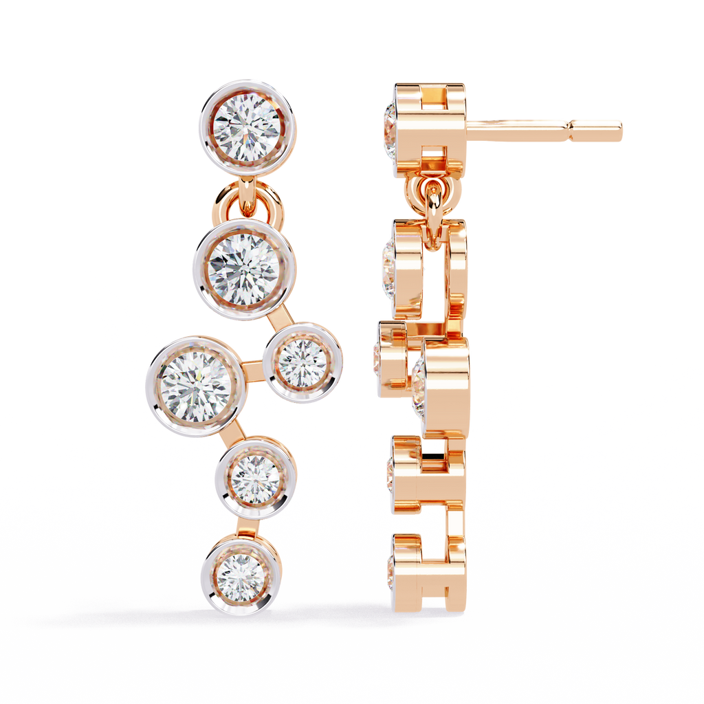 Round Cut Bezel Set Lab Diamond Earrings