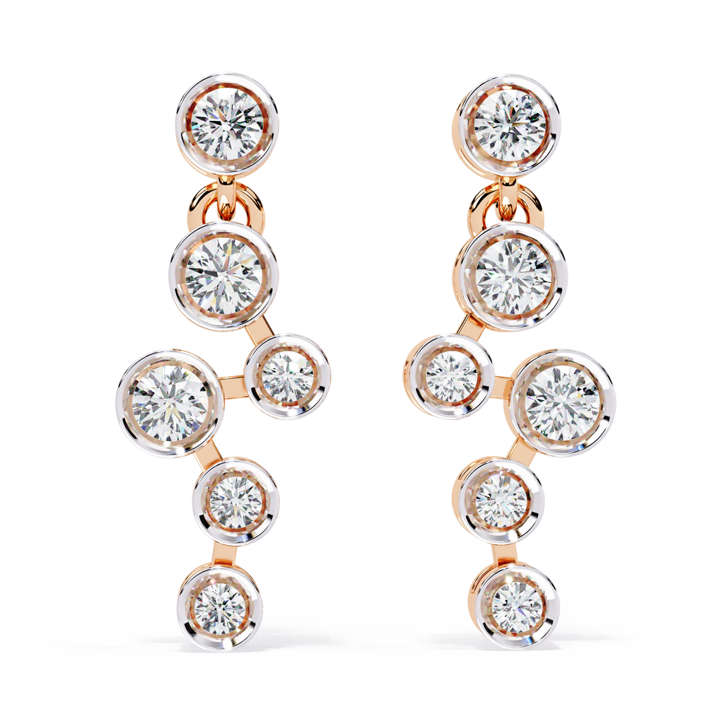 Round Cut Bezel Set Lab Diamond Earrings