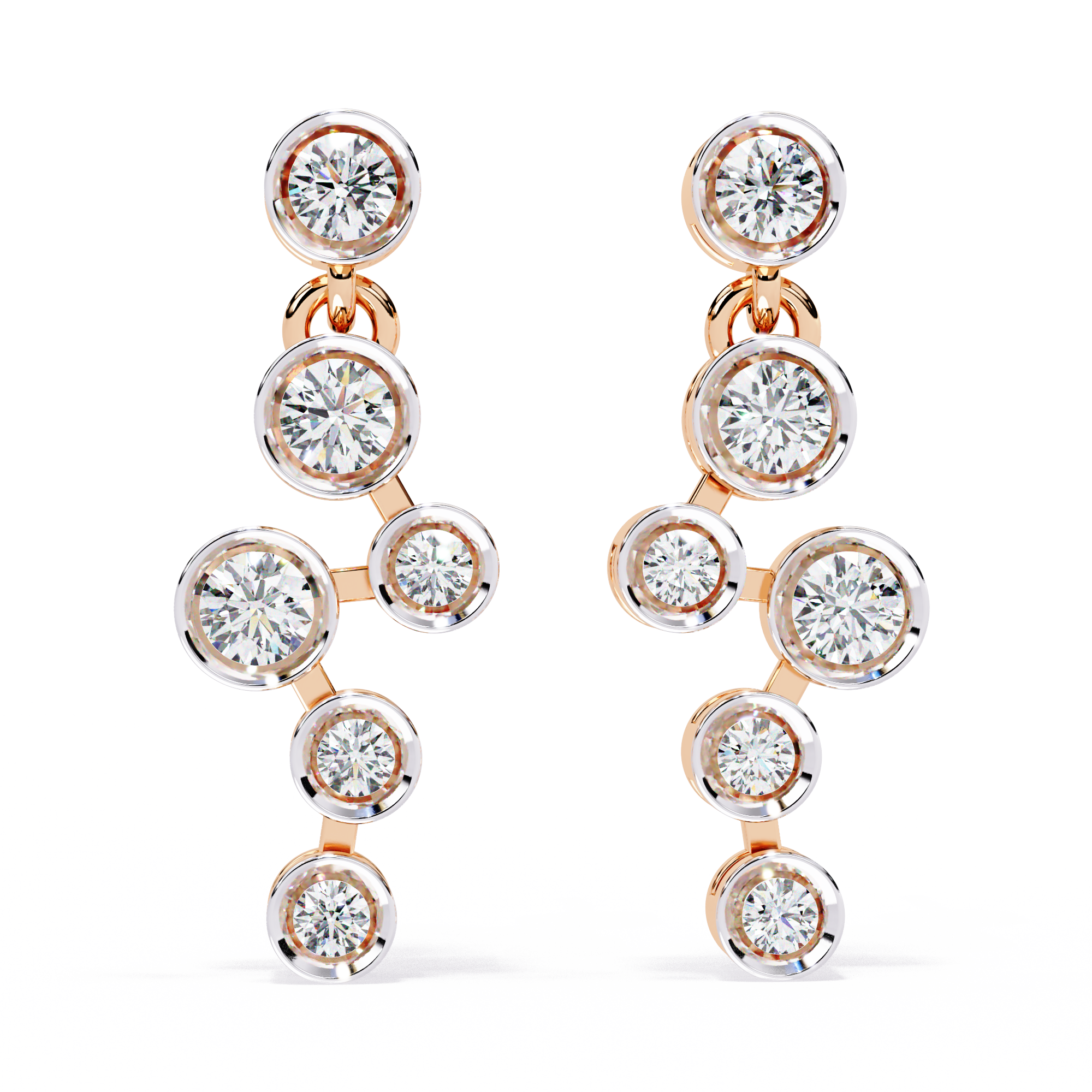 Round Cut Bezel Set Lab Diamond Earrings