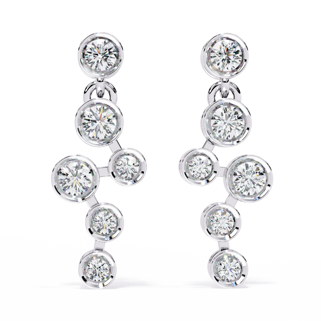 Round Cut Bezel Set Lab Diamond Earrings