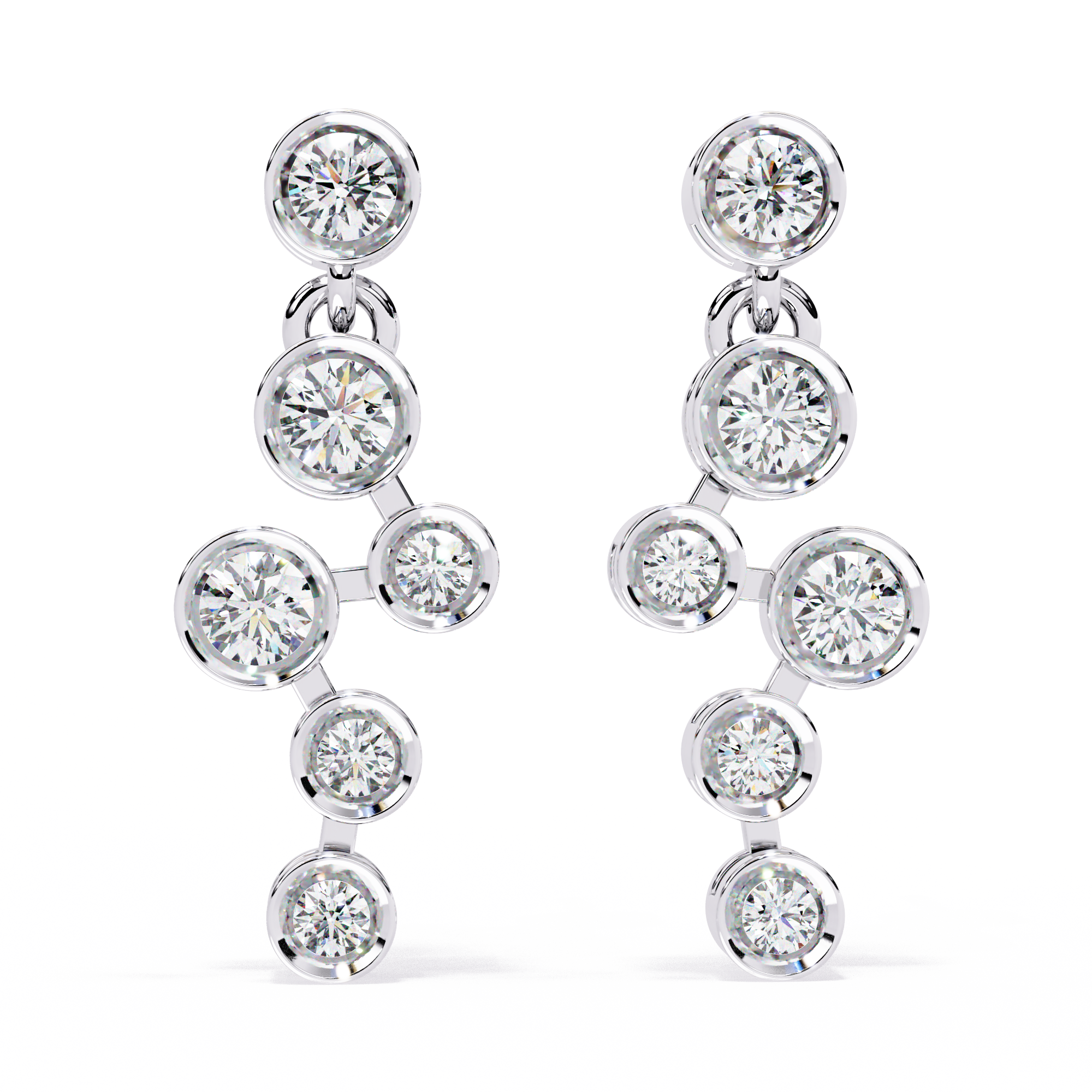 Round Cut Bezel Set Lab Diamond Earrings