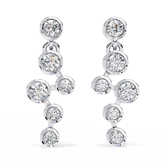Round Cut Bezel Set Lab Diamond Earrings