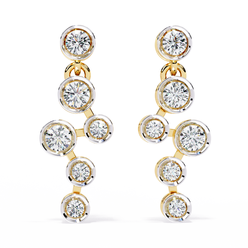 Round Cut Bezel Set Lab Diamond Earrings