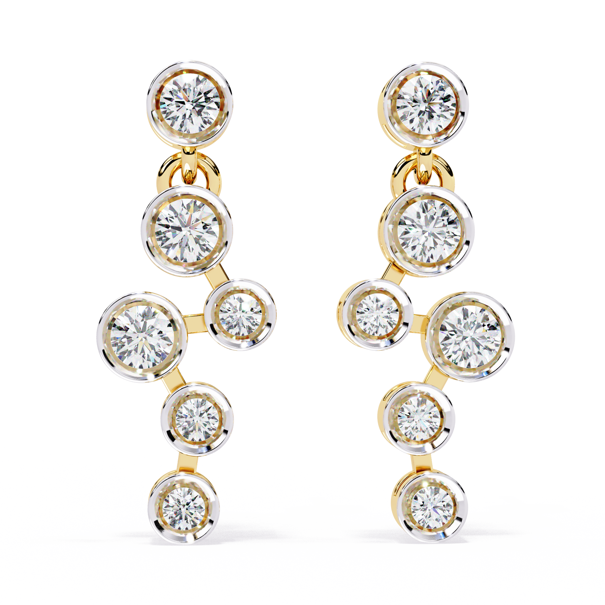 Round Cut Bezel Set Lab Diamond Earrings