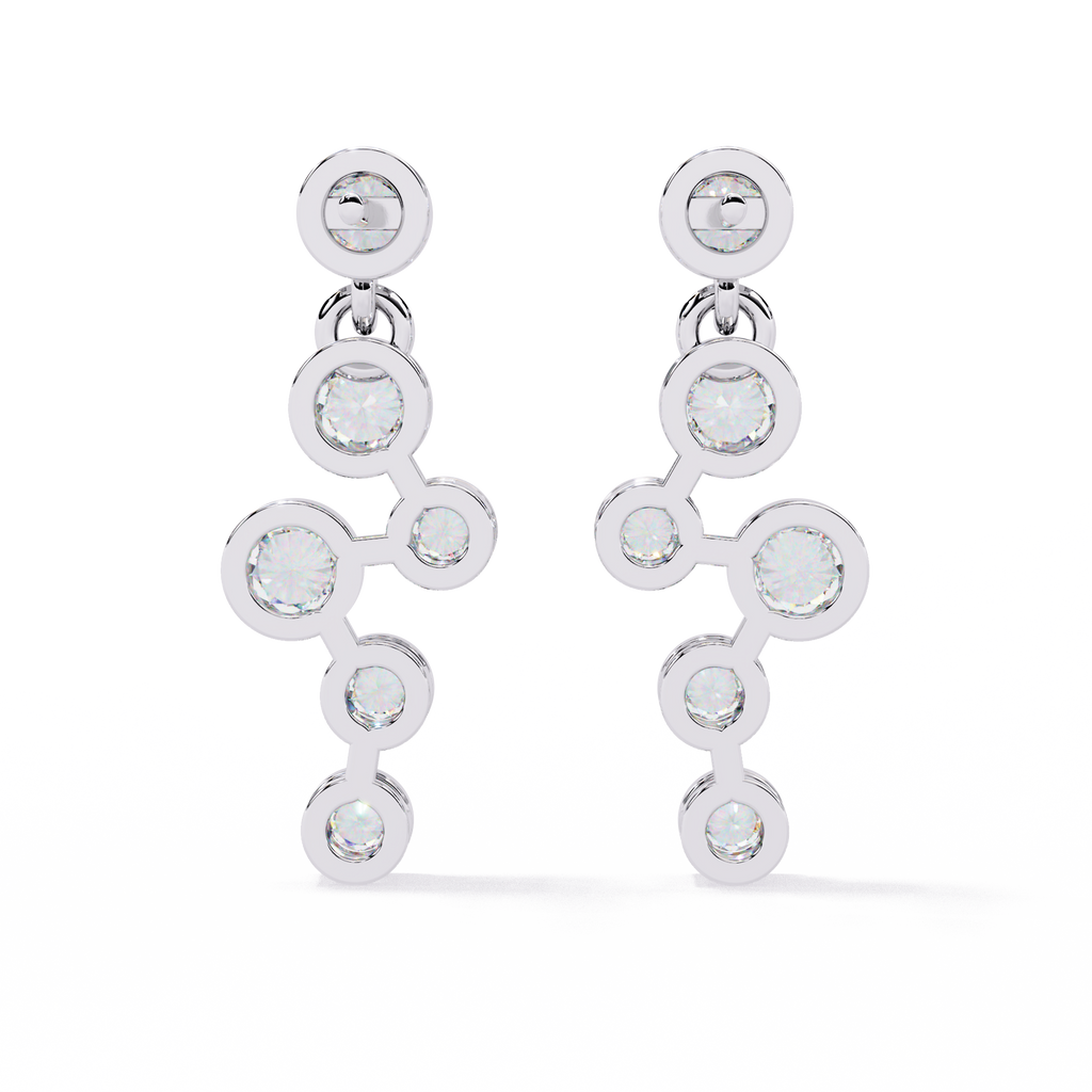 Round Cut Bezel Set Lab Diamond Earrings