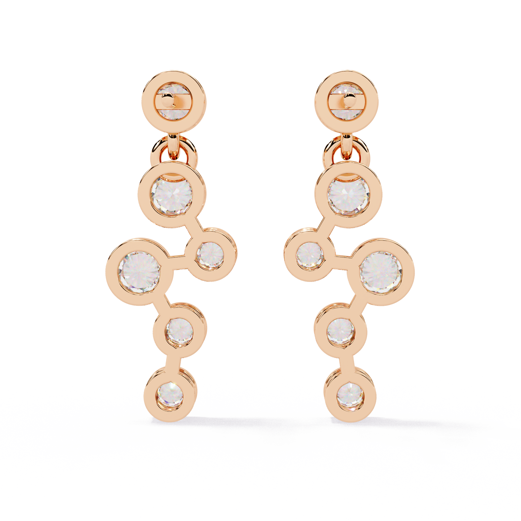 Round Cut Bezel Set Lab Diamond Earrings