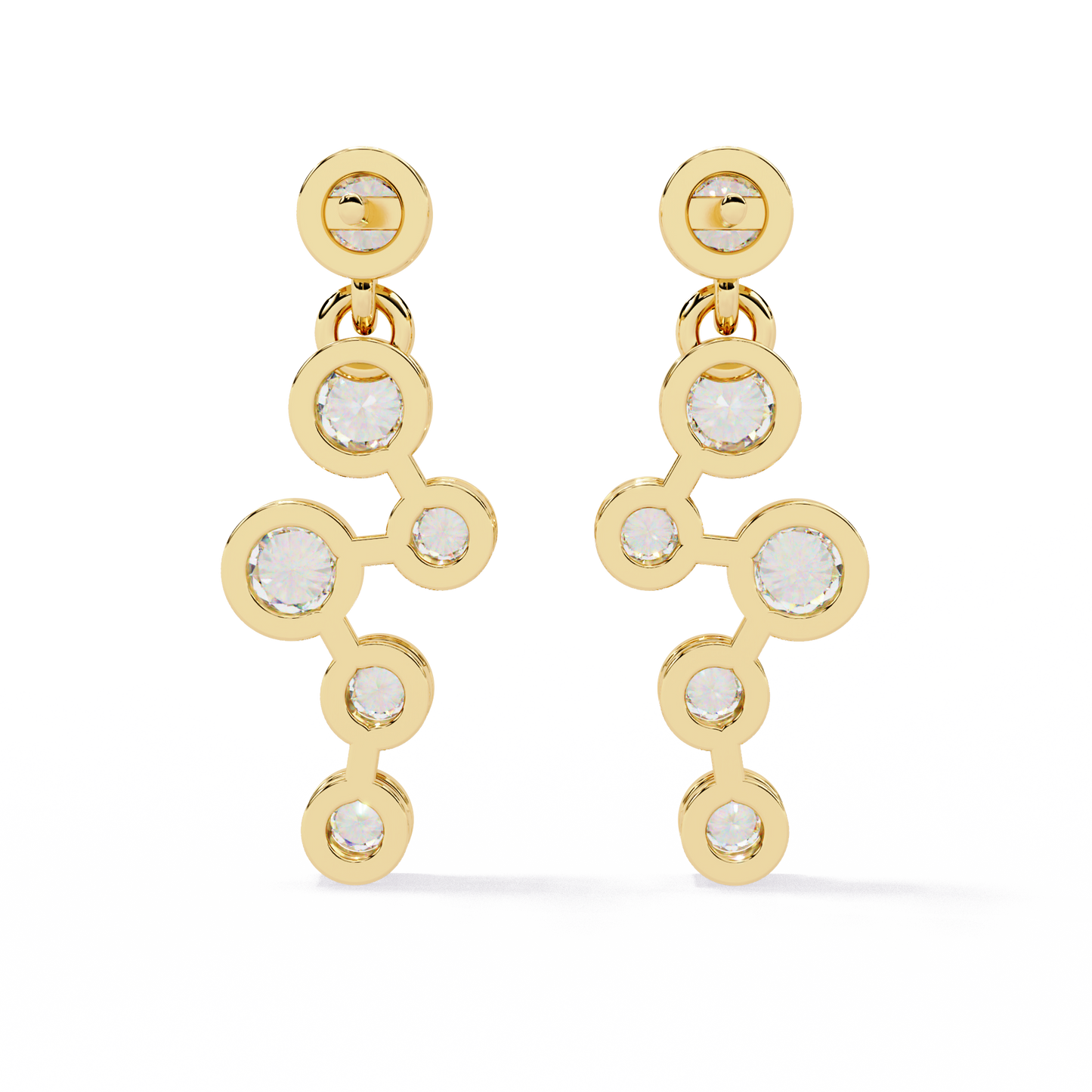 Round Cut Bezel Set Lab Diamond Earrings