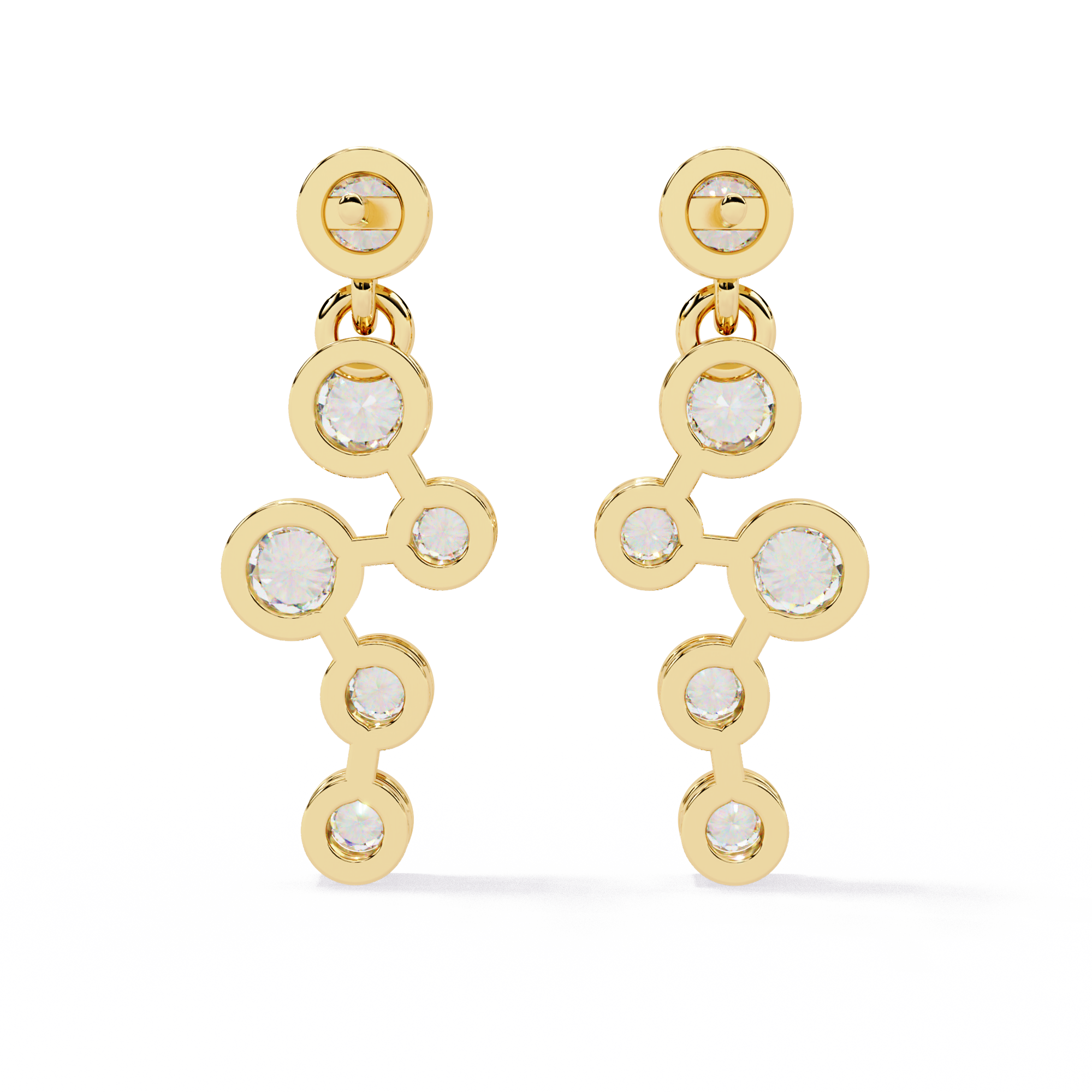 Round Cut Bezel Set Lab Diamond Earrings