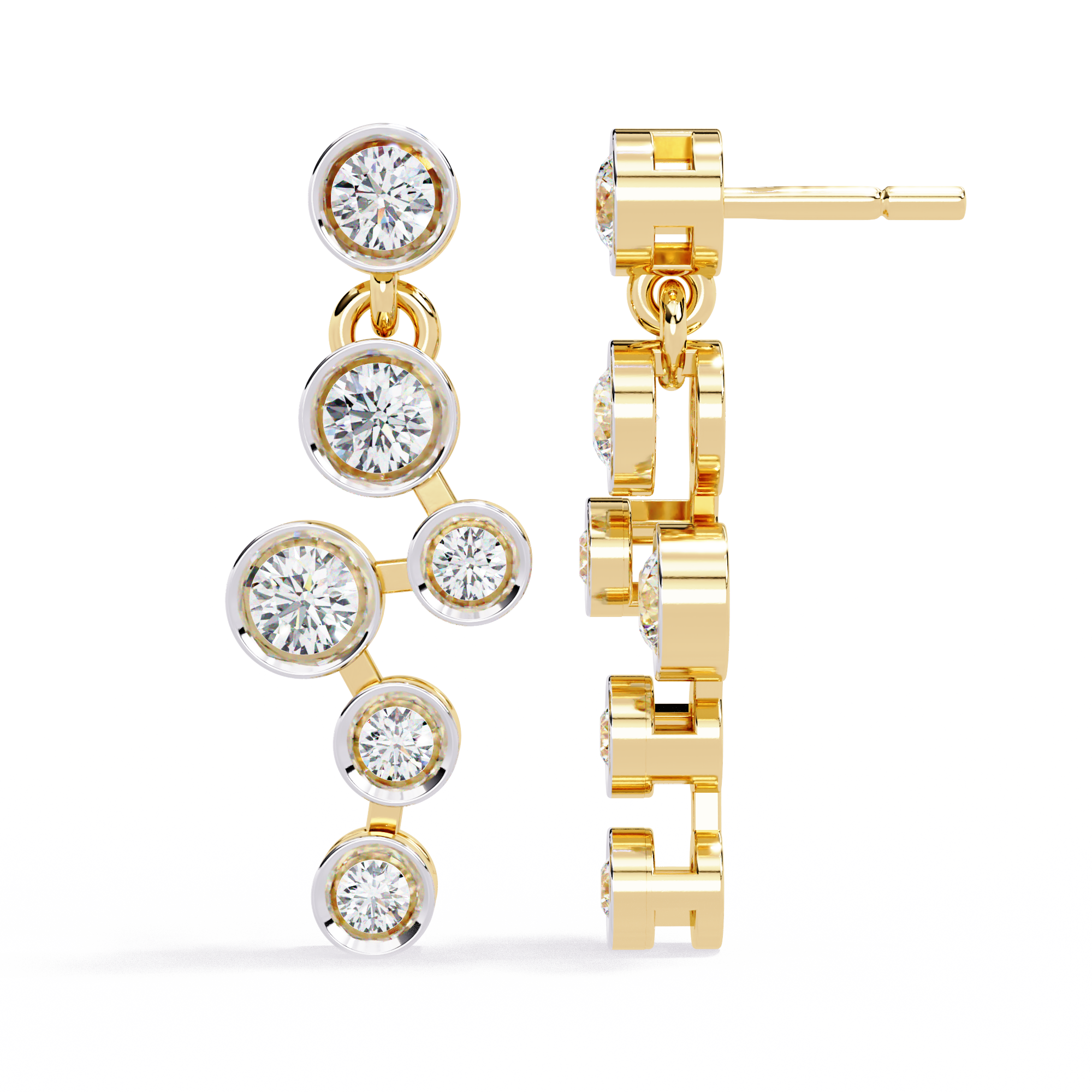 Round Cut Bezel Set Lab Diamond Earrings