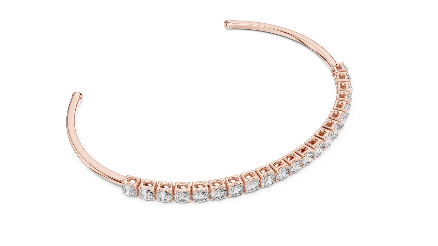 Modern Lab Diamond Round Cut Open Bangle