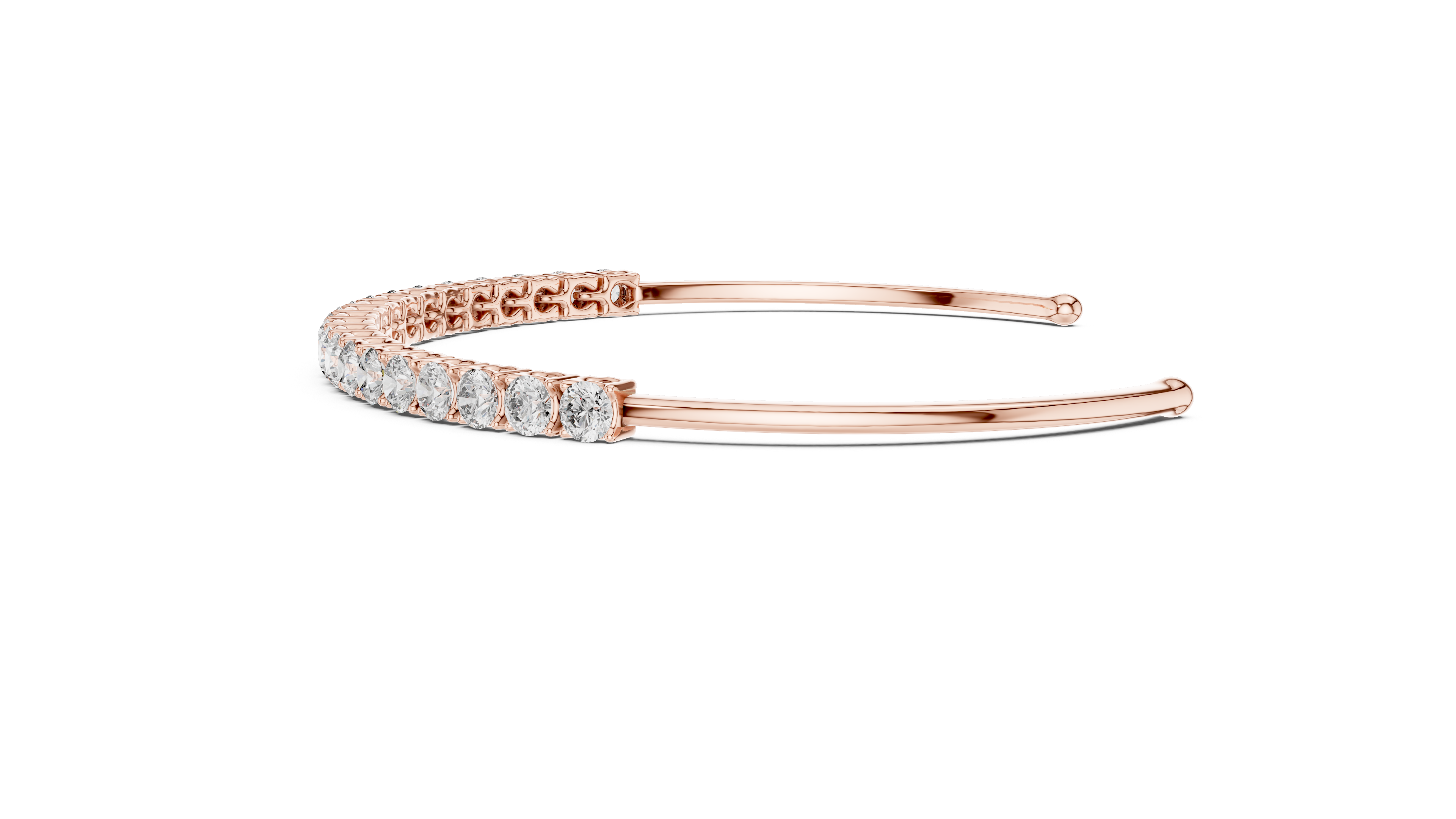 Modern Lab Diamond Round Cut Open Bangle