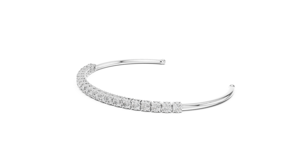 Modern Lab Diamond Round Cut Open Bangle