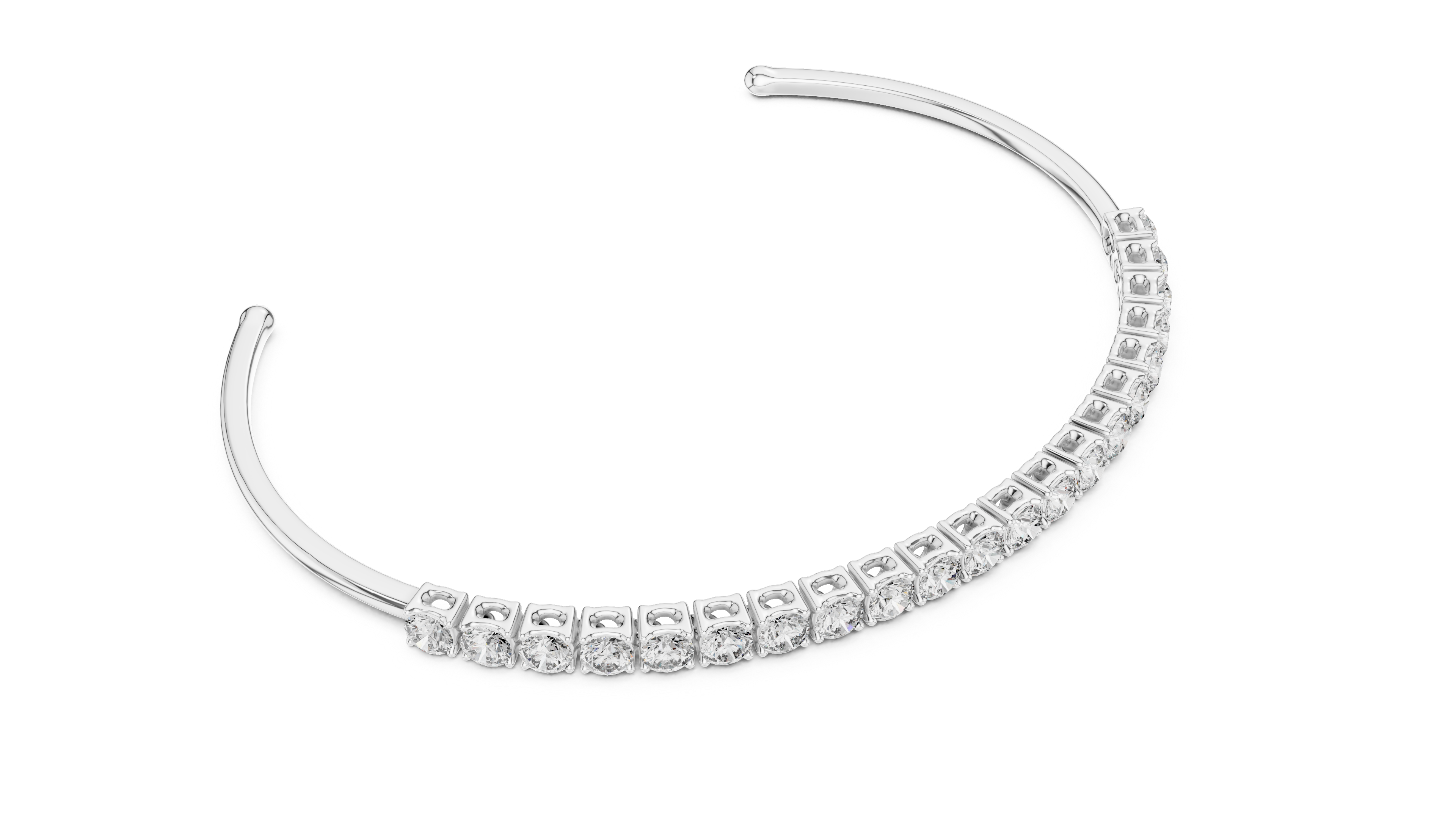 Modern Lab Diamond Round Cut Open Bangle