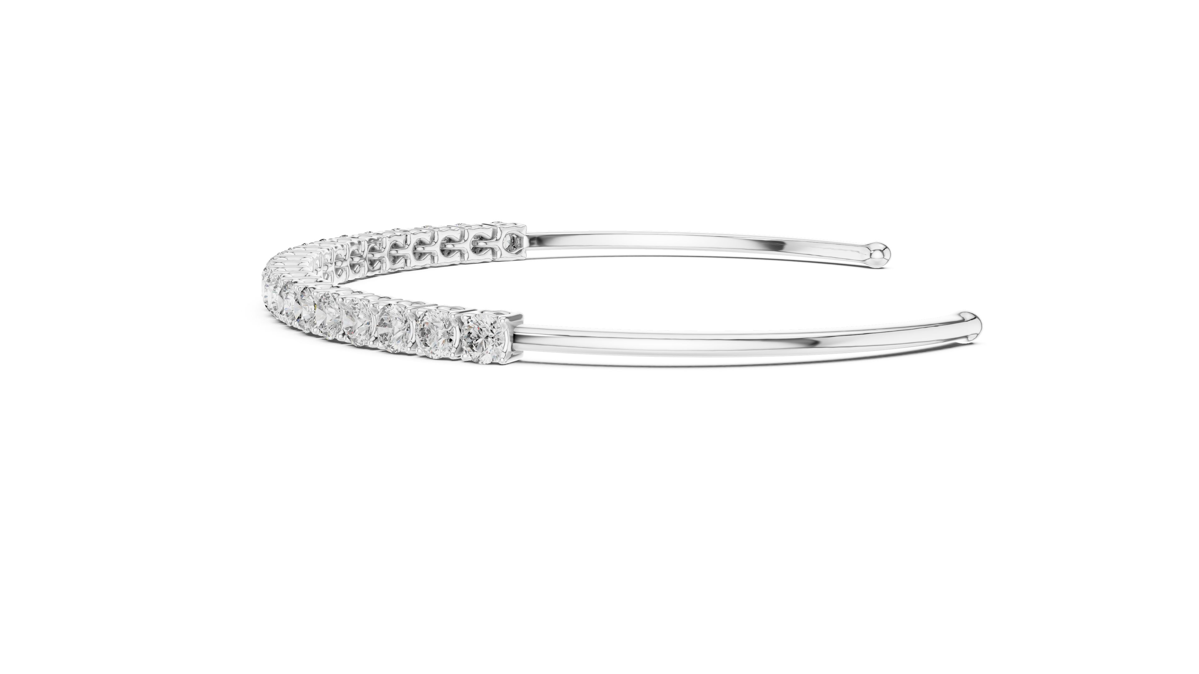 Modern Lab Diamond Round Cut Open Bangle