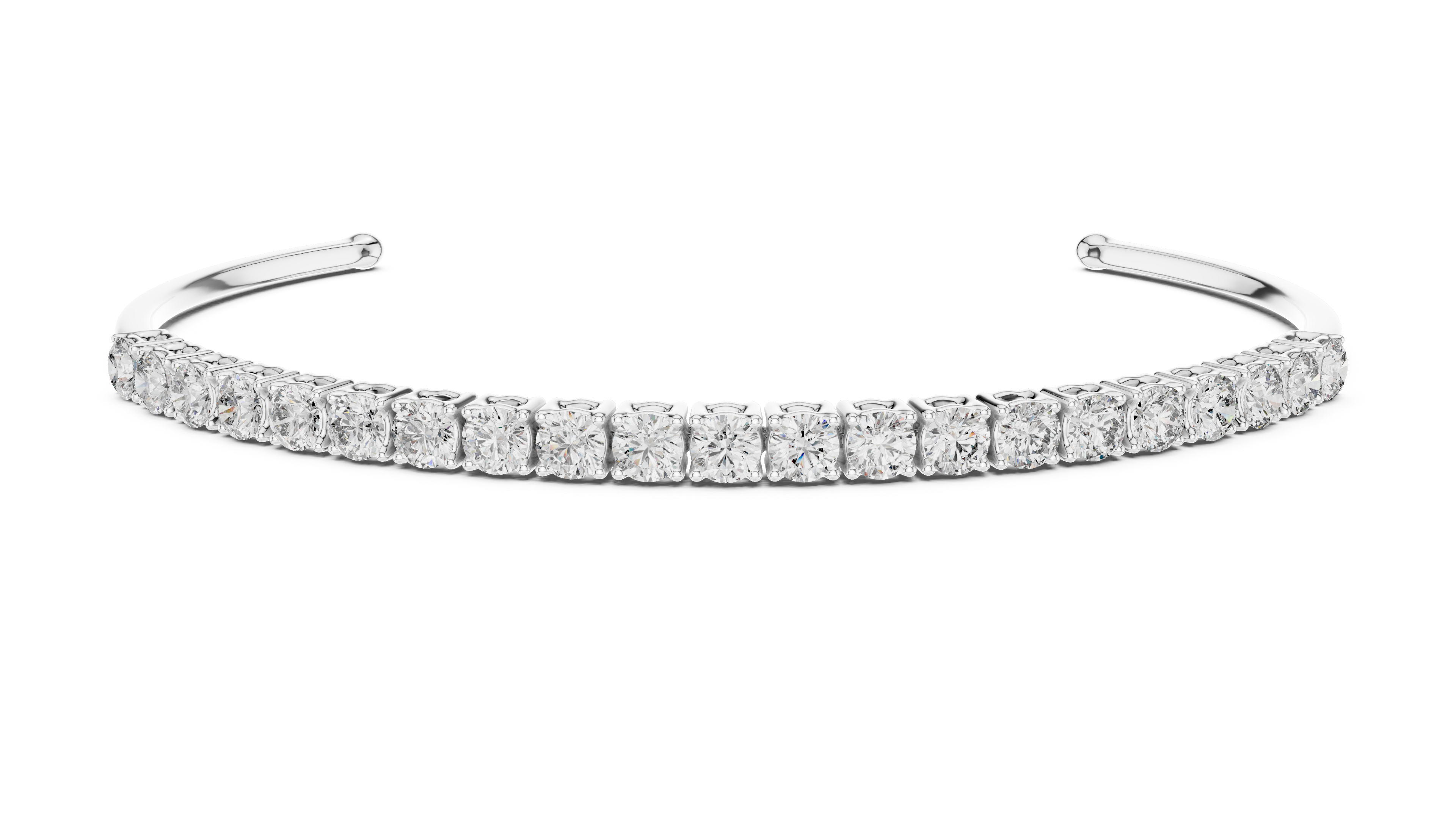 Modern Lab Diamond Round Cut Open Bangle